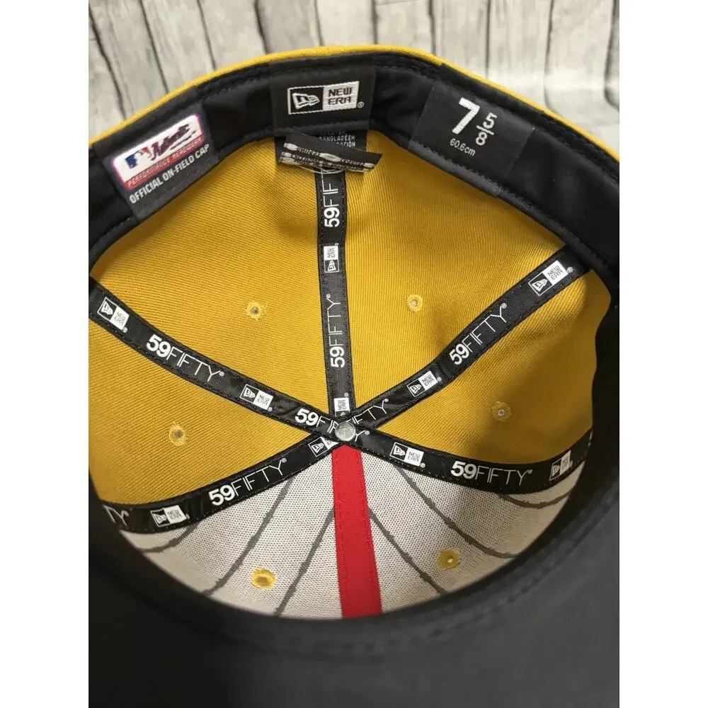 MENS NEW ERA PITTSBURGH PIRATES GOLD CITY CONNECT 59FIFTY FITTED HAT Sz 7 5/8